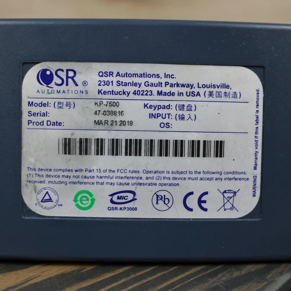 QSR Automations KP-7500 KDS Kitchen Bump Bar Keypad PS/2 6-Pin Mini-DIN USA‎